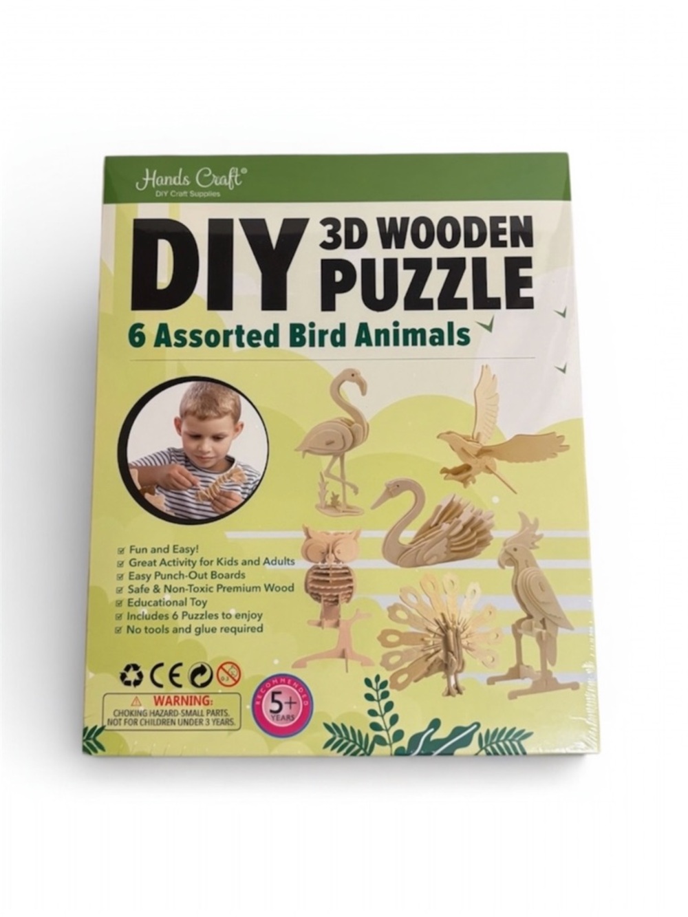 Hands Craft DIY 3D Wooden Puzzle - 6 Assorted Bird Animals